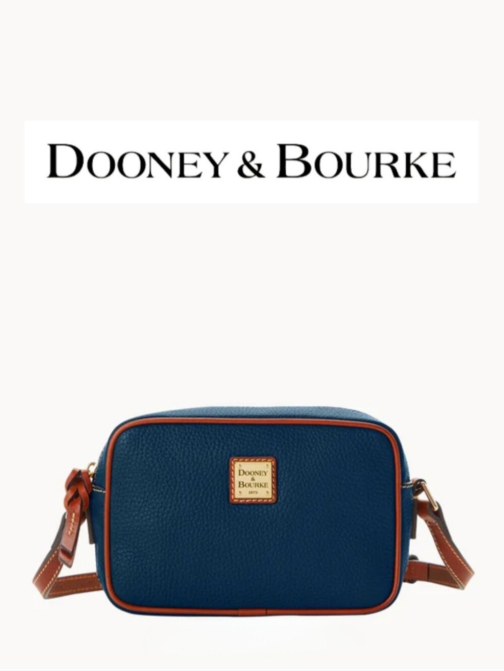 Dooney & Bourke Pebble Grain Leather Crossbody In Midnight Blue, Gold Logo NEW!